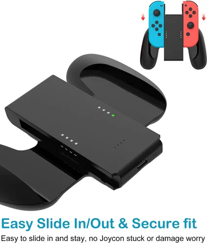 Vista 5 de Kinvoca Joy Con agarre de carga con batería de 2000 mAh, agarre cómodo 2 en 1 para Nintendo Switch Joy-Con Controller, cargador Joycon con cable