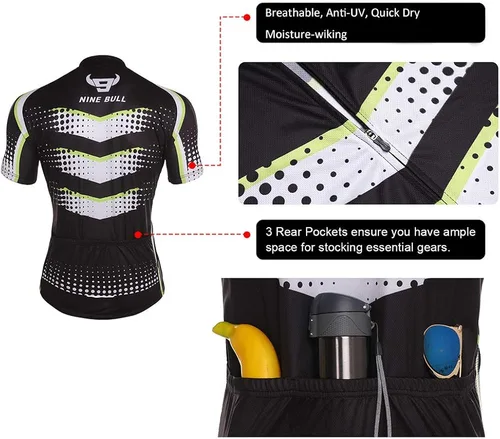 Vista 4 de Conjunto de camiseta de ciclismo para hombre camiseta reflectante de secado rápido y pantalones cortos de ciclismo acolchados 3D M
