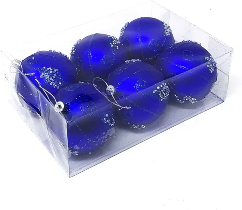 Vista 12 de Allgala - Paquete de 6 bolas para decorar el árbol de Navidad, 3" con lujosa decoración con brillantina (negro)