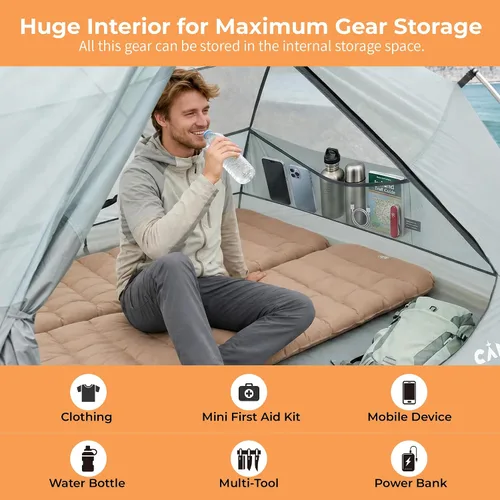 Vista 4 de CANTUO 2/3 persona mochilero tienda 4 temporada con huella 20D ultraligero 4.12 libras 157.480 in impermeable y resistente al viento tiendas