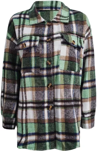Vista 7 de Vifucz Chaquetas con botones para mujer, camisetas de manga larga con estampado a cuadros, abrigos de vacaciones de moda