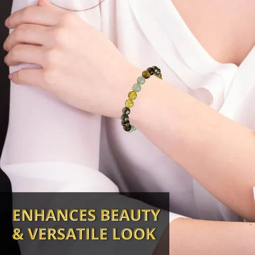 Vista 3 de ANAYA AGATE Pulsera Money Wealth Success – Juego de pulseras de citrino de ojo de tigre de aventurina verde pirita para hombres y mujeres