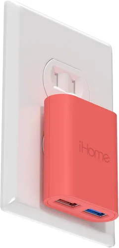 Vista 17 de iHome Cargador de pared USB delgado de 2 puertos, adaptador plano del enchufe del viaje del multipuerto Dual USB-A ports, 2.4A Rapid Charge