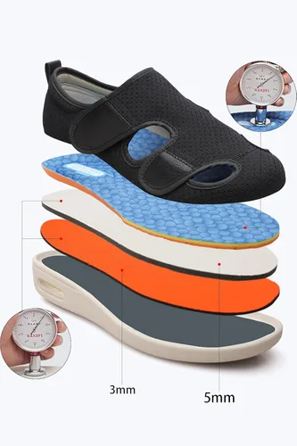 Vista 2 de ZUMEIJIA Zapatos para diabéticos para mujer, zapatos casuales ajustables para caminar, zapatos anchos para ancianos, pies hinchados