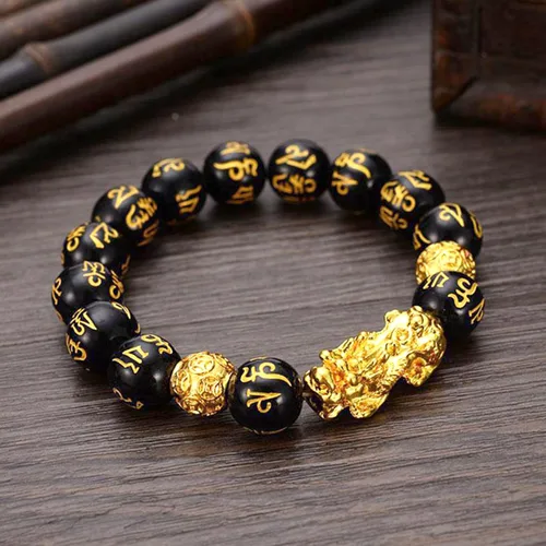 Vista 5 de Long tiantian Juego de 2 pulseras de Feng Shui Pixiu para hombres, Feng Shui de obsidiana negra, anillo para mujeres y hombres, anillo Pixiu Feng