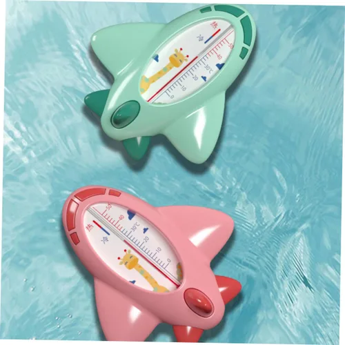 Vista 3 de Termómetro de baño en forma de avión de dibujos animados PP Material Monitor de temperatura del agua para bañera piscina y pecera seguro y suave