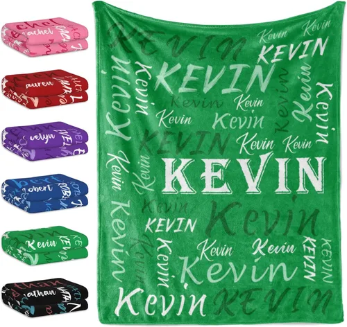 Vista 19 de Manta personalizada con tema negro, manta suave y ligera de franela y forro polar con nombre para hombres, mujeres, niños y niñas - Regalos