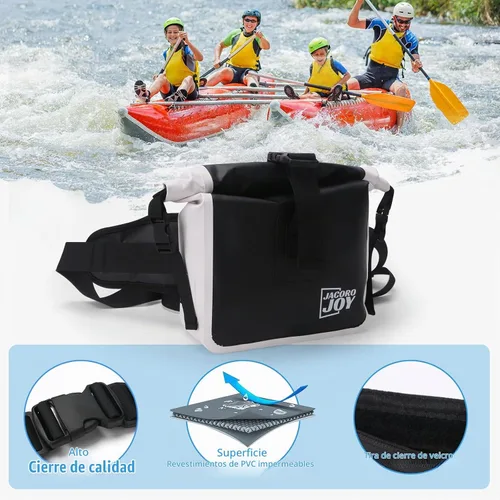 Vista 6 de Riñonera impermeable, bolsa seca flotante con correa ajustable para la cintura de gran capacidad, bolsa de cintura impermeable para kayak, barco