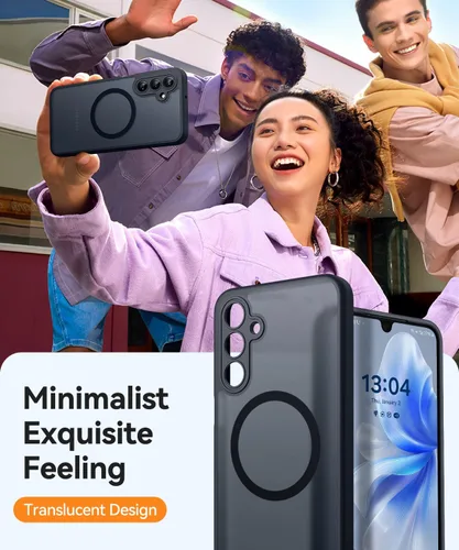 Vista 4 de CANSHN Funda diseñada para Samsung Galaxy A16-5G [protección completa de la cámara] [compatible con Magsafe] funda protectora trasera translúcida