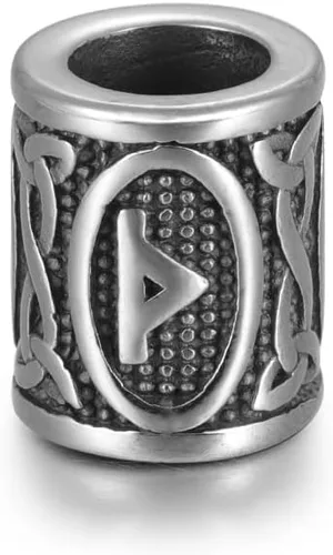 Vista 15 de 5 cuentas vikingas de acero inoxidable, cuentas espaciadoras de metal, cuentas espaciadoras de agujero grande, cuentas de tubo de plata antigua
