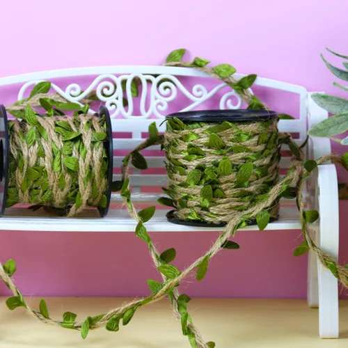 Vista 5 de 2 rollos de cinta de hojas de 66 pies, hojas verdes, decoración de vides artificiales 2 rollos de cinta de hojas de 66 pies, utilizada para fiesta