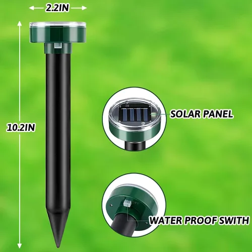 Vista 2 de Paquete de 10 repelentes solares de topos, plagas disuasorias de ratones sónicos, roedores, sankes, ardillas fuera del jardín, patio, granja