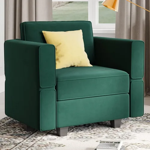 Vista 14 de Belffin - Sofá modular de terciopelo con asientos de almacenamiento, sofá de 3 plazas para sala de estar, color negro
