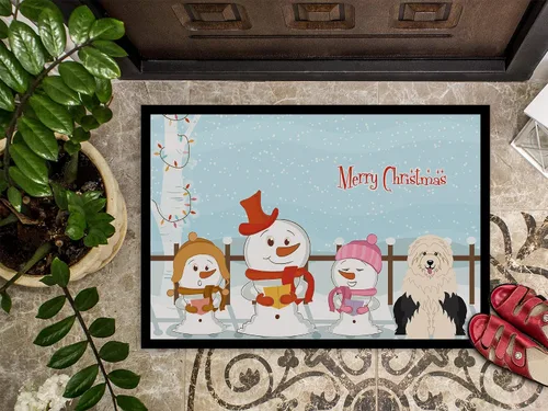 Vista 3 de Caroline's Treasures BB2427MAT - Felpudo con texto en inglés de Carolers Old English Sheepdog de 18 x 27 pulgadas, tapete para puerta delantera