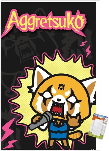 Vista 10 de Trends International Aggretsuko Rock Out - Póster de pared, 22.4 pulgadas de largo x 14.7 pulgadas, versión enmarcada en madera de granero