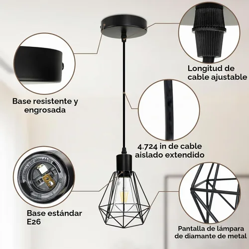 Vista 4 de LTBLIGHT Paquete de 1 lámpara colgante de granja con base E26 de altura