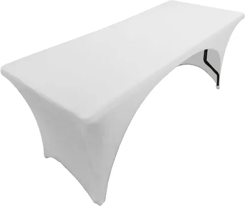 Vista 14 de Mantel de elastano color burdeos de 6 pies para mesa plegable rectangular ajustable
