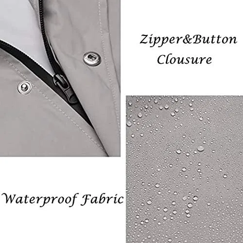 Vista 4 de COOFANDY Chaqueta impermeable para hombre con capucha, impermeable, ligera, activa, larga