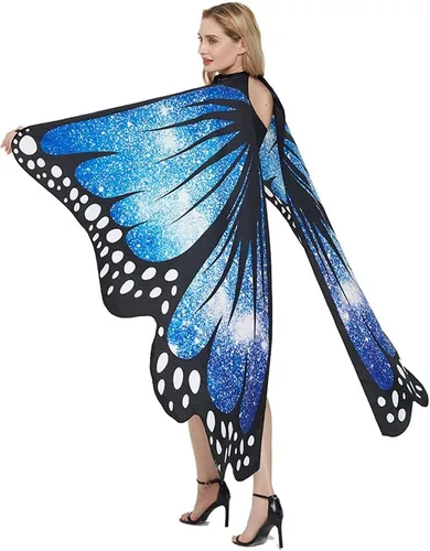 Vista 2 de Alas de mariposa para mujer, disfraces de Halloween, chal de mariposa, capa de hada, ninfa, duendecillo, accesorio para festivales