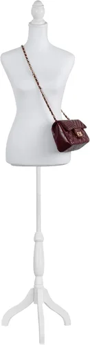 Vista 13 de Maniquí femenino con forma de torso y cuerpo de mujer con trípode ajustable para costura, para exhibición de vestidos, joyería (color beige)