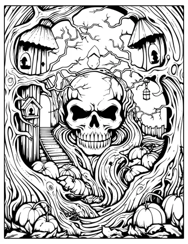 Vista 8 de Halloween Coloring Book For Adults with Spooky Holiday Designs