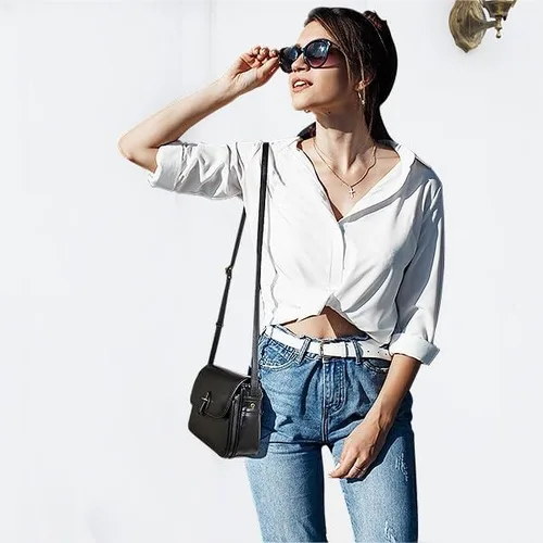 Vista 7 de HESHE Bolsos cruzados para mujer, bolsos de cuero, bolsos de hombro, bolso de diseñador para mujer, bolso cruzado
