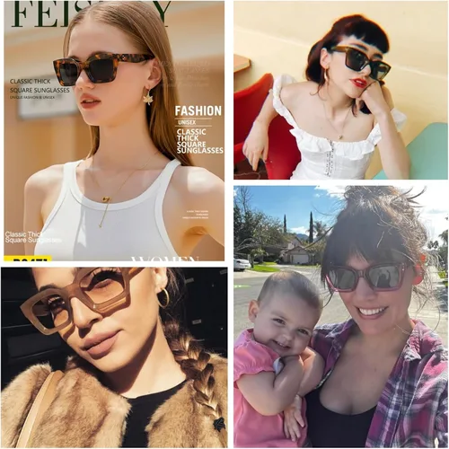 Vista 5 de FEISEDY Gafas de sol clásicas para mujer, gafas de sol cuadradas gruesas con marco grueso UV400 B2471