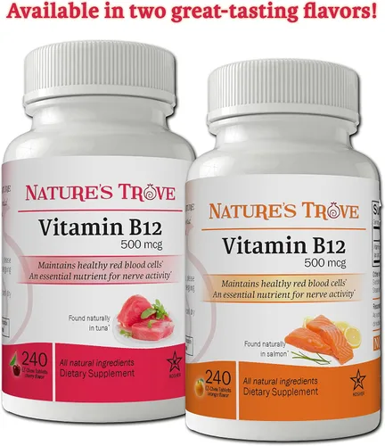 Vista 4 de Vitamina B12 500 mcg por Nature's Trove - 240 tabletas EZ Chew sabor cereza