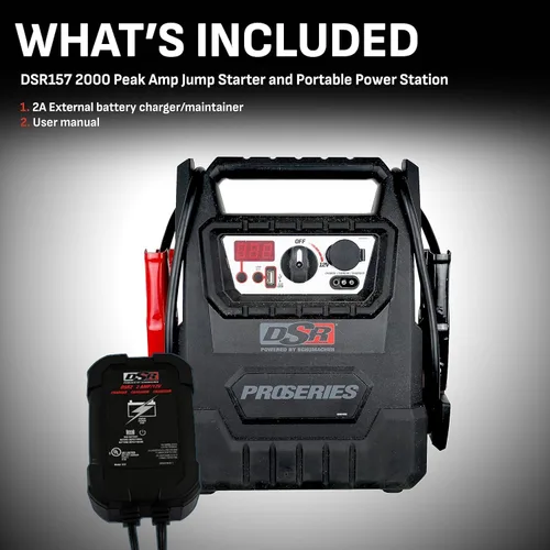 Vista 4 de Schumacher Electric DSR ProSeries - Arrancador de batería de automóvil, mantenedor y estación de energía portátil, 12 V, 2000 amperios de pico y 400
