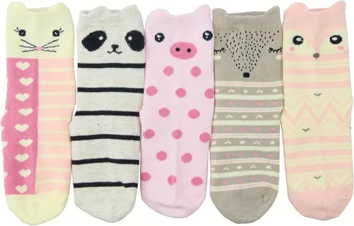 Vista 4 de HzCojulo - Medias de algodón para niñas pequeñas y grandes, 5 pares