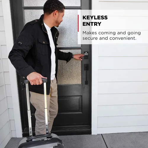 Vista 3 de Kwikset Powerbolt 250 - Cerradura electrónica contemporánea con teclado de 10 botones, color negro mate, con cómoda entrada sin llave, códigos