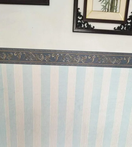 Vista 5 de UPREDO Papel tapiz decorativo 3D con moldura floral, borde impermeable para pared, techo, para baño, cocina, azulejos en muro, 4 pulgadas por 16.4