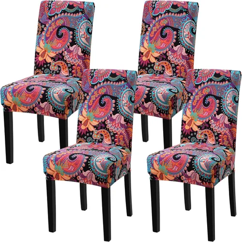 Vista 35 de Fundas para silla de comedor Yisun, fundas elásticas para silla de comedor, funda protectora para silla de comedor, mezcla de poliéster, Beige