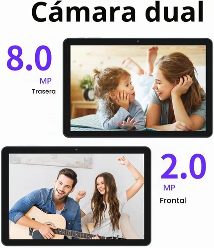 Vista 4 de PRITOM Tablet Android 15,64 GB, Octa-Core, WiFi de 5 GHz, HD, con teclado Funda personalizada, cargador y ratón, Bluetooth, cámara dual, tabla