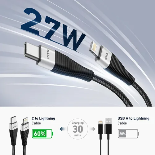 Vista 3 de Cable USB C a Lightning de 6 pies, paquete de 2 [certificado Apple MFi], cable de carga rápida tipo C a cable Lightning para iPhone 14 Pro