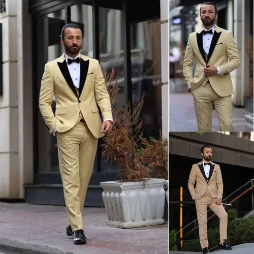 Vista 3 de Wangyue 3 Piece Slim Fit Tuxedo for Men Wedding White Suit Men