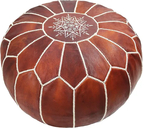 Vista 4 de MARRAKESH STYLE Increíble y hermoso, pufs originales de cuero marroquí, puf de cuero natural, regalos para el hogar, regalos de boda, sin relleno