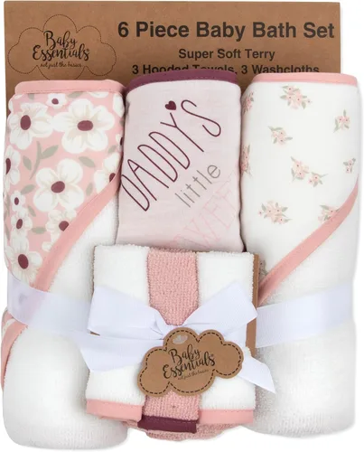 Vista 5 de Juego de 6 toallas de baño con capucha para bebés y niñas recién nacidos, bebés y niños pequeños, juego de toallas con capucha para bebés y niñas