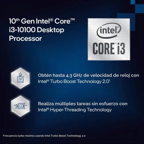 Vista 5 de Intel Core i3-10100 Procesador de escritorio 4 núcleos hasta 4.3 GHz LGA1200 (chipset Intel serie 400) 65W, número de modelo: BX8070110100
