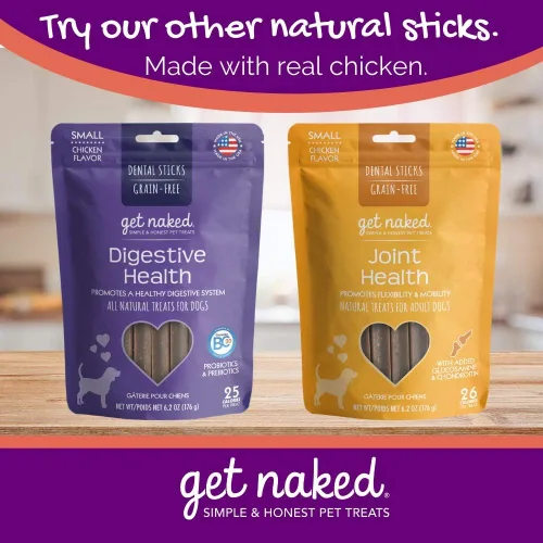 Vista 5 de Get Naked Palitos masticables dentales súper antioxidantes sin granos para perros pequeños, masticables y golosinas dentales naturales para perros