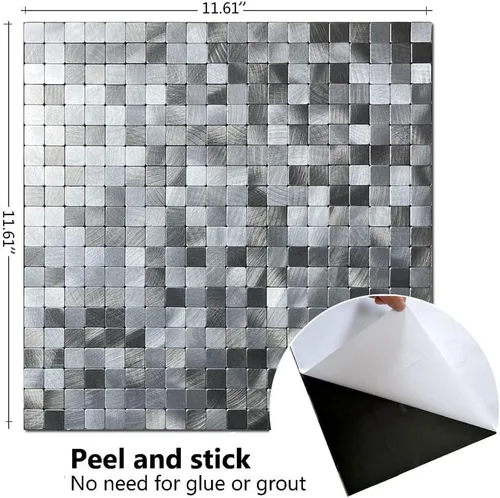 Vista 2 de XUANINY 10 hojas de azulejos de aluminio de superficie negra para loseta en muro para cocina