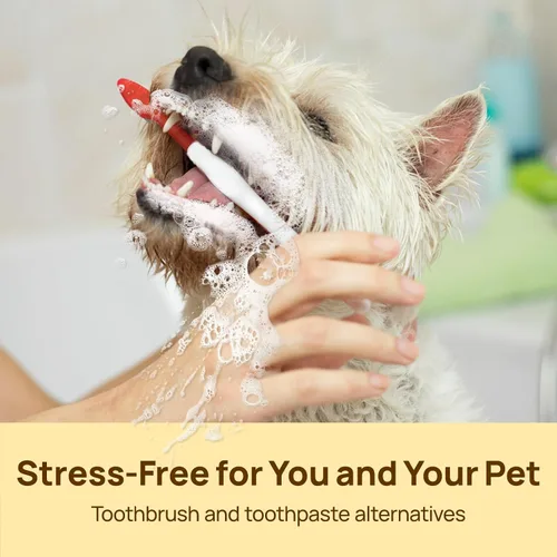 Vista 6 de HICC Pet Toallitas de limpieza de dientes para perros y gatos, elimina el mal aliento eliminando la placa y la acumulación de sarro, cepillo