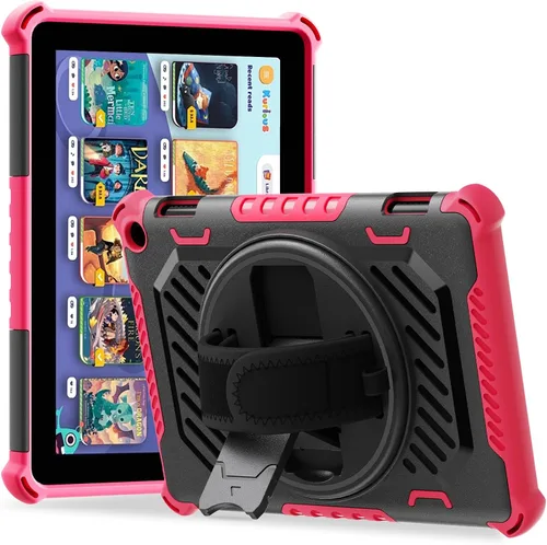 Vista 10 de ROISKIN Funda para tableta Amazon Kindle Fire HD 8 y HD 8 Plus de 12ª/10ª generación versión 2024/2022/2020 para niños con soporte giratorio de 360