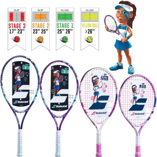 Vista 2 de Babolat B'Fly - Raqueta de tenis con pelotas de tenis para jugar y permanecer para niños