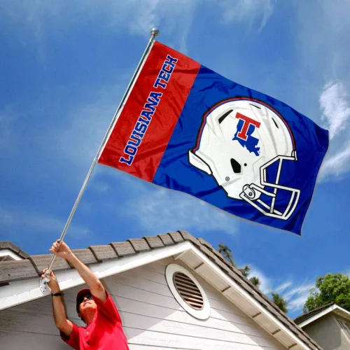 Vista 2 de College Flags & Banners Co. Louisiana Tech Bulldogs - Casco de fútbol americano