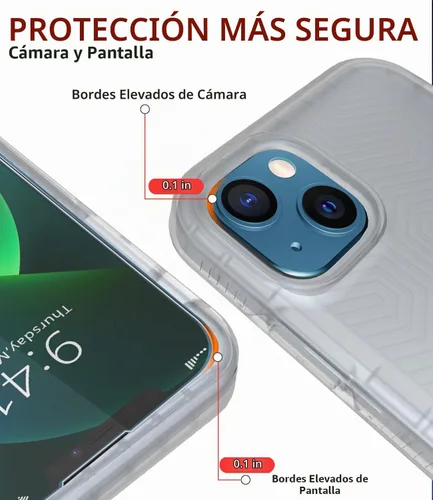 Vista 3 de Diverbox Funda para iPhone 13 [a prueba de golpes] [a prueba de caídas] [protector de pantalla de vidrio templado], funda de protección resistente