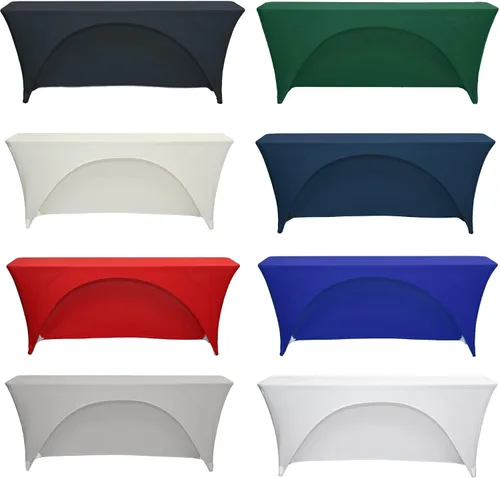 Vista 8 de YOUR CHAIR COVERS - Mantel elástico rectangular de elastano de 6 pies x 18 pulgadas, con espalda abierta para aula, color negro