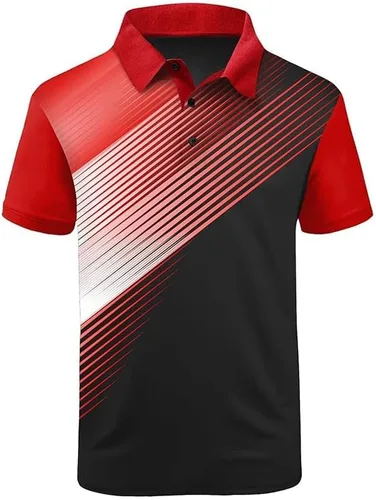 Vista 2 de ZITY Camisa de golf para hombre, manga corta, deportiva, absorbe la humedad, con estampado de rendimiento, camisa polo de golf para hombre, camiseta