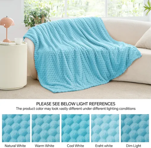 Vista 24 de BEDELITE Manta de forro polar para sofá y cama, manta decorativa de jacquard 3D de almendra, súper suave y acogedora, manta mullida cálida adecuada