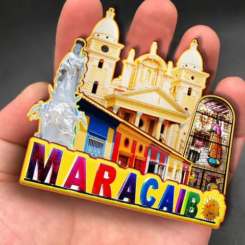 Vista 4 de Maracaibo Venezuela - Imán de madera 3D para nevera, recuerdos coleccionables, decoración hecha a mano, artesanías, 2